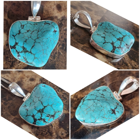 Genuine Huge Santa Rosa Turquoise Pendant - Picture 3 of 6